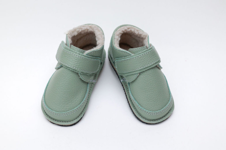 Ghete îmblănite - Ghete iarna pentru bebeluși din Piele Naturala Verde Deschis