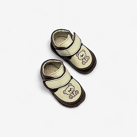 Ghete din piele naturală cu ursuleți - Детская Обувь Macco [2]