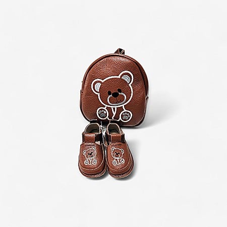 Rucsac + încălțăminte - Rucsac + pantofi cu ursuleți de culoare cafeniu - Încălțăminte Copii Macco