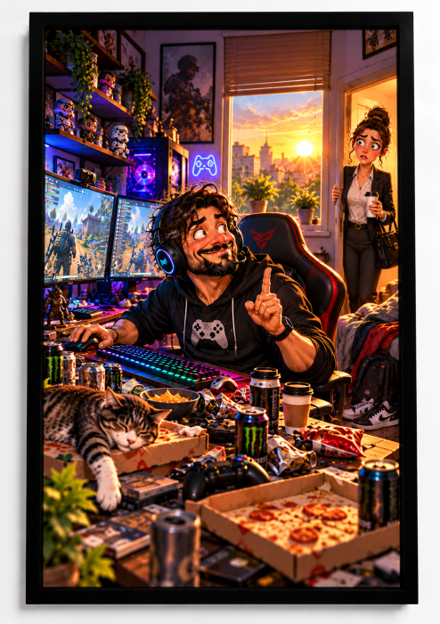Caricatură personalizată Gamer - tablou personalizat A3 [2]