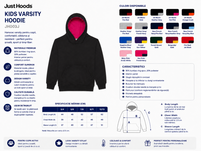 Hanorac varsity pentru copii - Just Hoods [2]