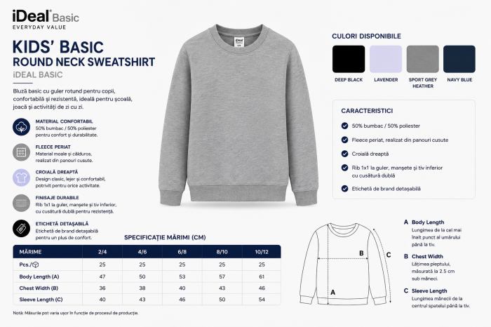 iDeal Basic KIDS' BASIC ROUND NECK SWEATSHIRT [2]