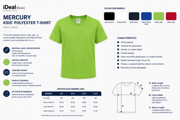 Tricou din poliester pentru copii - iDeal Basic MERCURY [2]