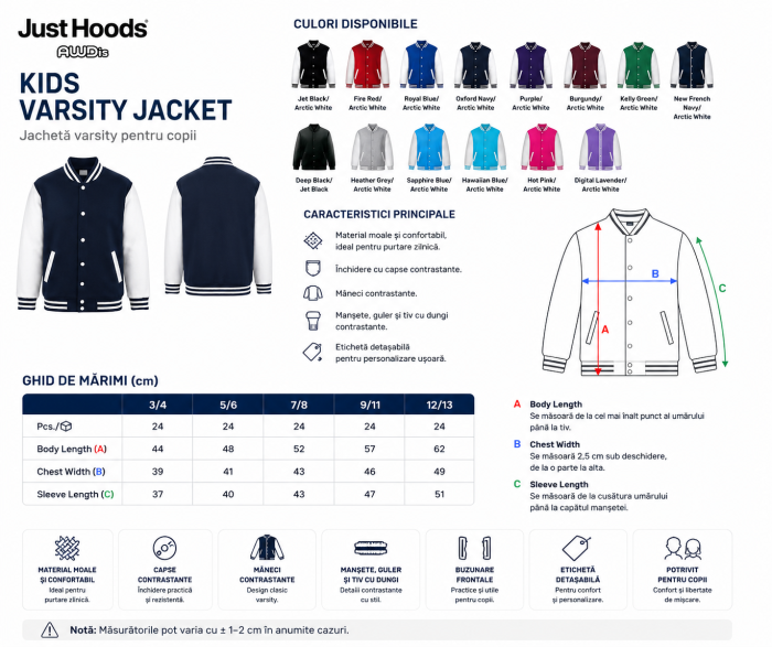 Jachetă varsity pentru copii - Just Hoods [2]