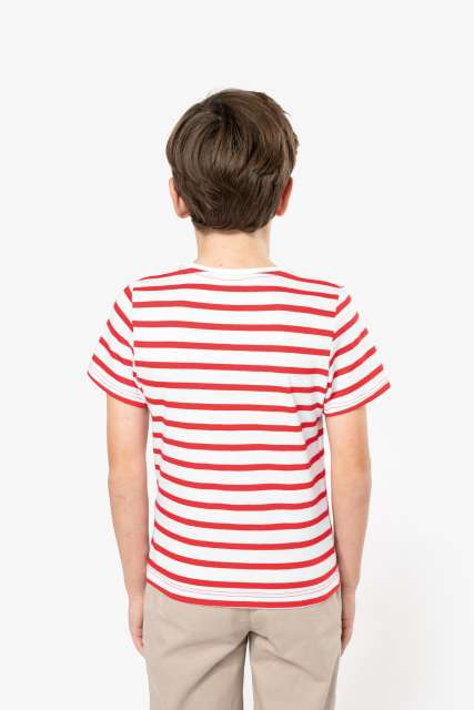 Tricou marinăresc în dungi, cu mânecă scurtă și buzunar, pentru copii - Kariban [8]