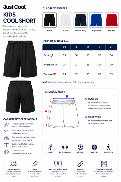 Pantaloni scurți sport Cool pentru copii - Just Cool [2]