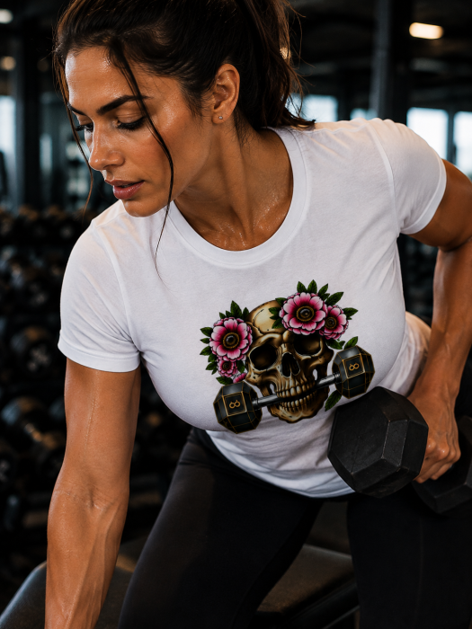 Tricou Damă Gym Skull & Flowers Fitness | MadeInPTM [3]
