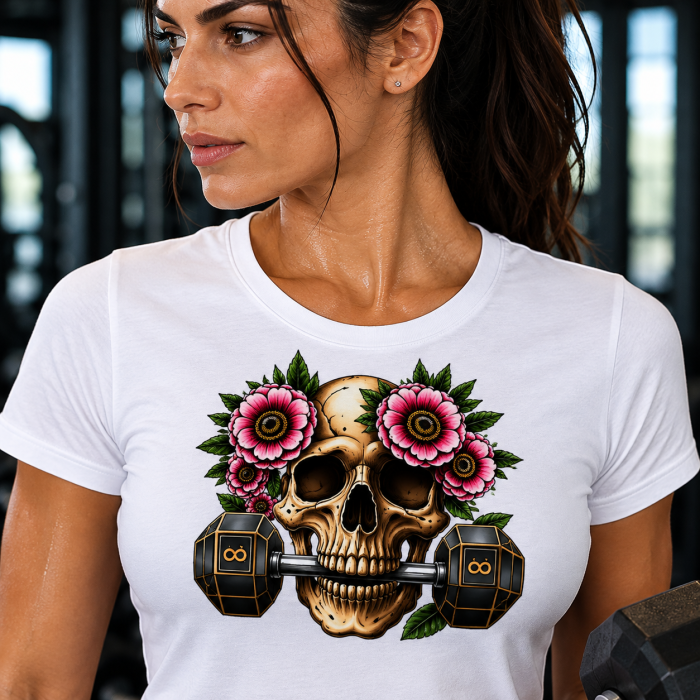 Tricou Damă Gym Skull & Flowers Fitness | MadeInPTM [5]
