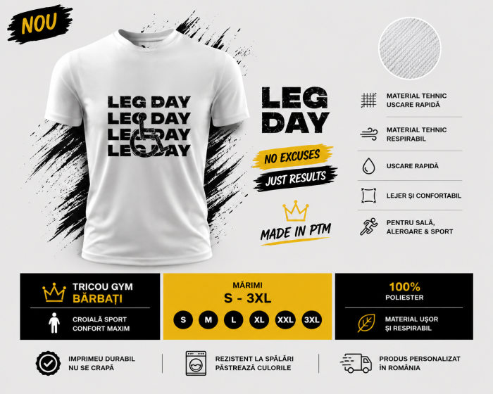 Tricou Gym Barbati Leg Day [2]