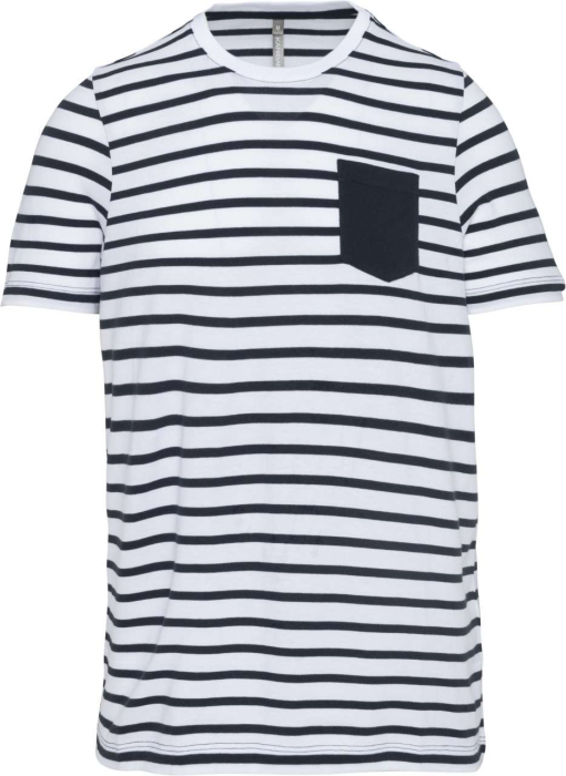Tricou marinăresc în dungi, cu mânecă scurtă și buzunar, pentru copii - Kariban [2]