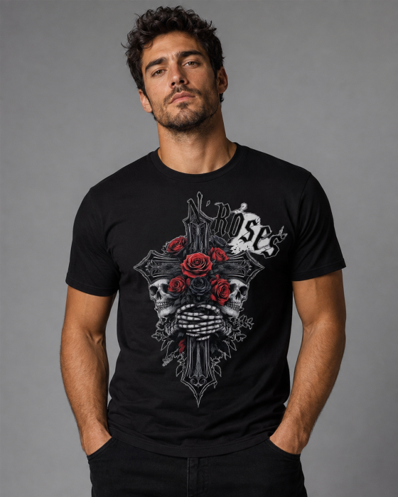 Tricou Skull Roses & Cross - Made in PTM [2]