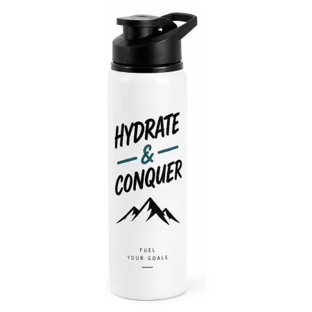 Cadouri Personalizate - Bidon motivational Hydrate and Conquer