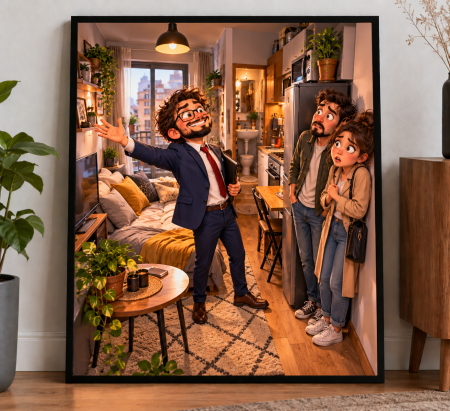 Caricaturi - Caricatură personalizată Agent Imobiliar - tablou personalizat A3