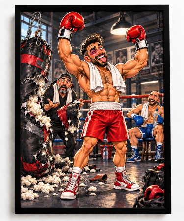Caricaturi - Caricatură personalizată Boxer - tablou personalizat A3