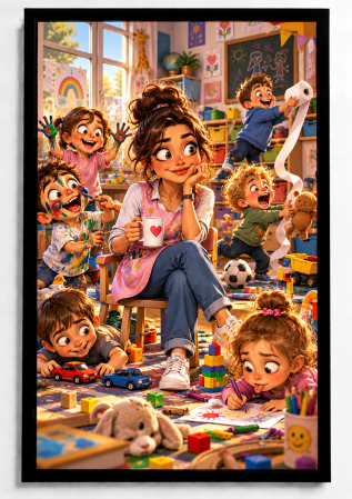 Caricaturi - Caricatură personalizată Educatoare - tablou personalizat A3