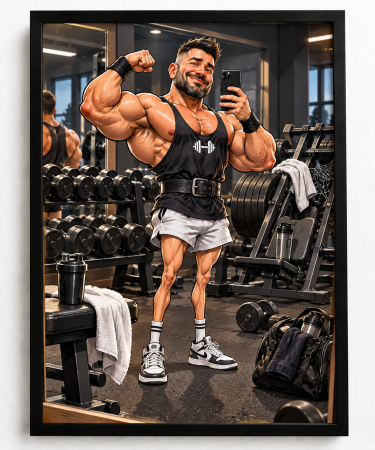 Caricaturi - Caricatură personalizată Fitness Bărbat - tablou personalizat A3
