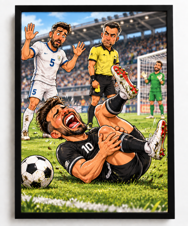 Caricaturi - Caricatură personalizată Fotbalist - tablou personalizat A3