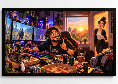 Tablouri Personalizate - Caricatură personalizată Gamer - tablou personalizat A3