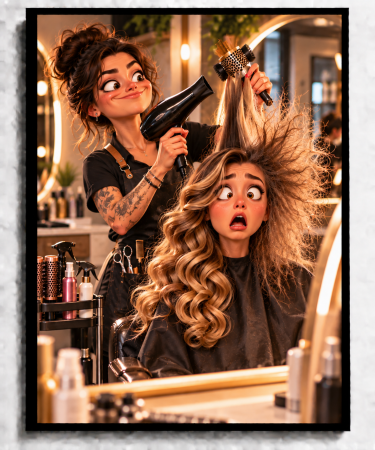 Caricaturi - Caricatură personalizată Hairstylist - tablou personalizat A3