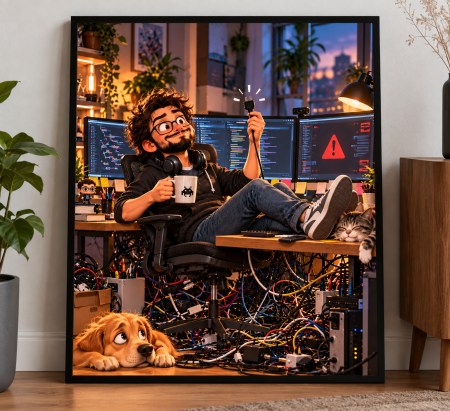 Caricaturi - Caricatură personalizată IT / Programator - tablou personalizat A3