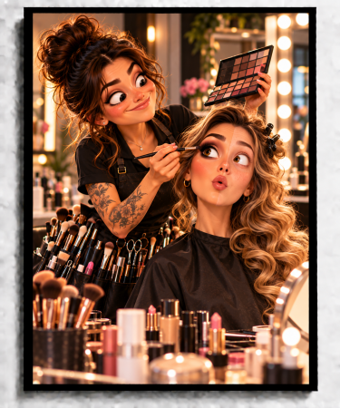 Caricaturi - Caricatură personalizată Make-up Artist - tablou personalizat A3