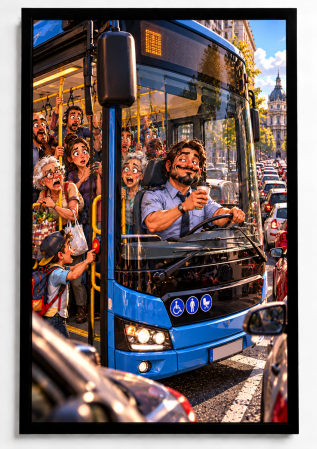 Caricaturi - Caricatură personalizată Șofer de Autobuz - tablou personalizat A3