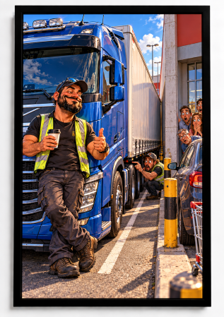 Caricaturi - Caricatură personalizată Șofer de TIR - tablou personalizat A3