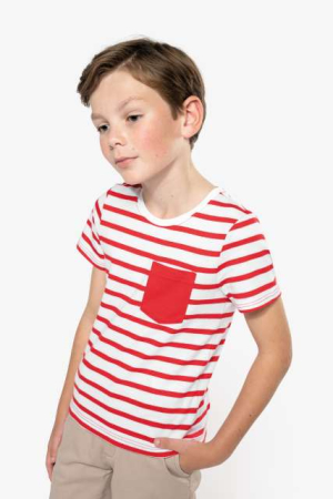 Tricouri & Polo - Tricou marinăresc în dungi, cu mânecă scurtă și buzunar, pentru copii - Kariban