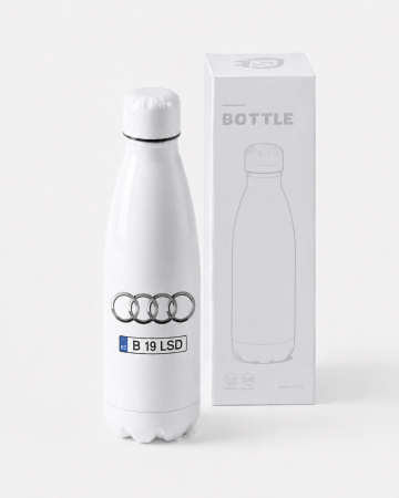 Căni & Bidoane - Sticlă Auto Personalizată cu Marcă și Număr Mașină 700 ml