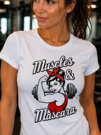 Gym - Tricou Damă Muscles & Mascara Retro Fitness | MadeInPTM