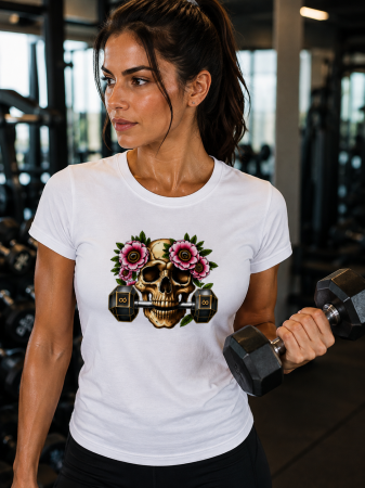 Gym - Tricou Damă Gym Skull & Flowers Fitness | MadeInPTM