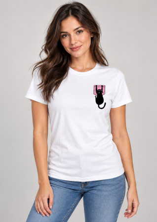 Best Deals - Tricou damă Pisică în Buzunar Roz
