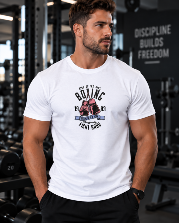 Îmbrăcăminte - Tricou Gym Barbati King of the Ring Boxing - Made in PTM