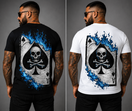 Skull & Bones - Tricou Skull Ace of Death - Blue Flames - Made in PTM