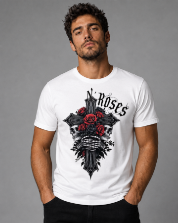 Skull & Bones - Tricou Skull Roses & Cross - Made in PTM