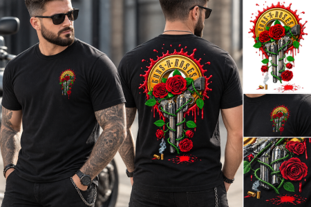 Skull & Bones - Tricou Skull Roses & Revolvers - Made in PTM