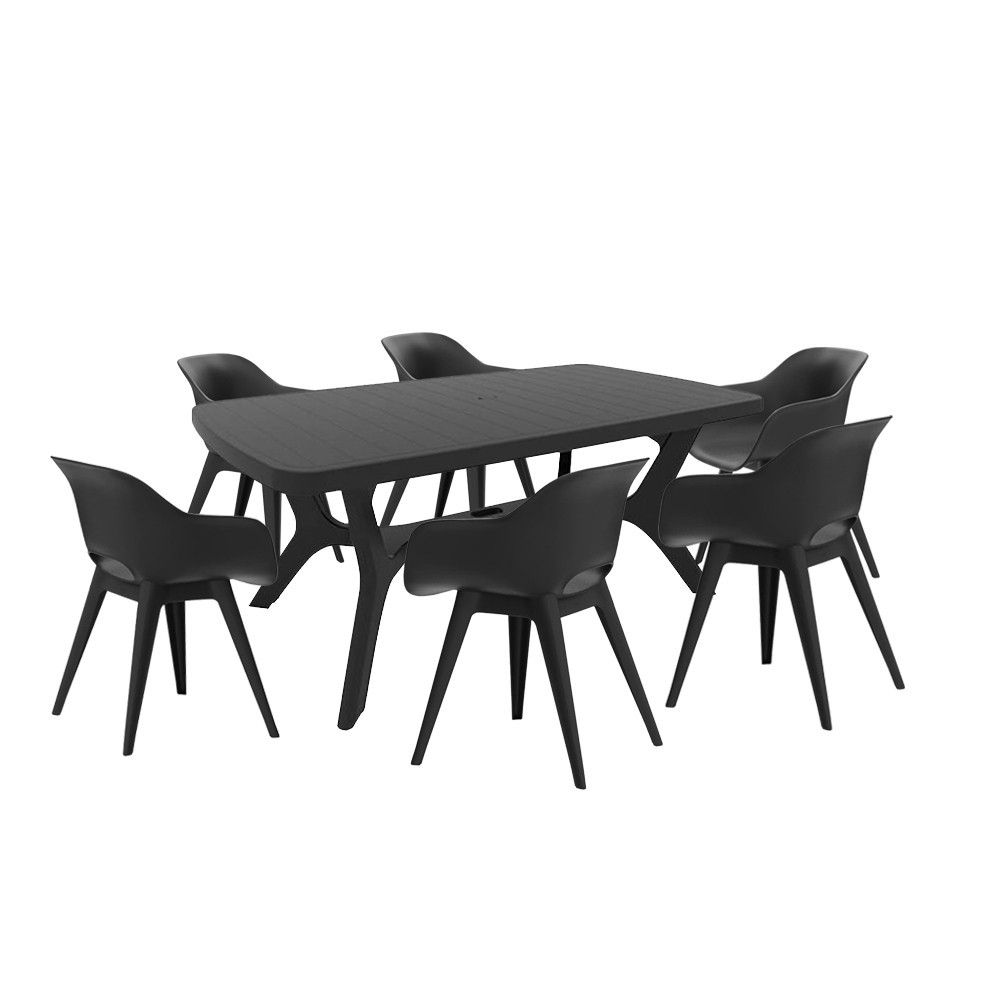 Mobilier grădină - Curver Set mobilier de grădină Belur 6+1, grafit