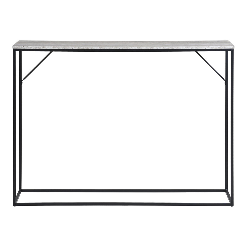 Cameră de fumat și masă consolă - House Nordic Vita Masă consolă, 1 plută, efect travertin, cadru negru 110x26x80 cm