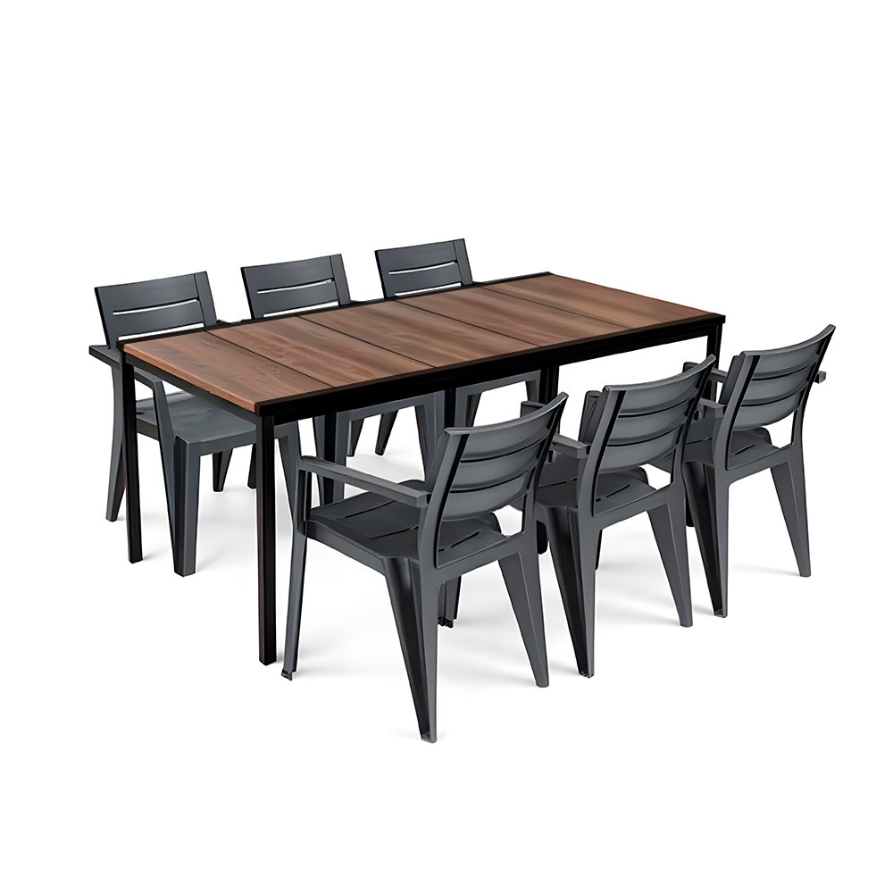 Set mobilier grădină - Curver Amari Large 6+1 set de mobilier de grădină nuc-grafit