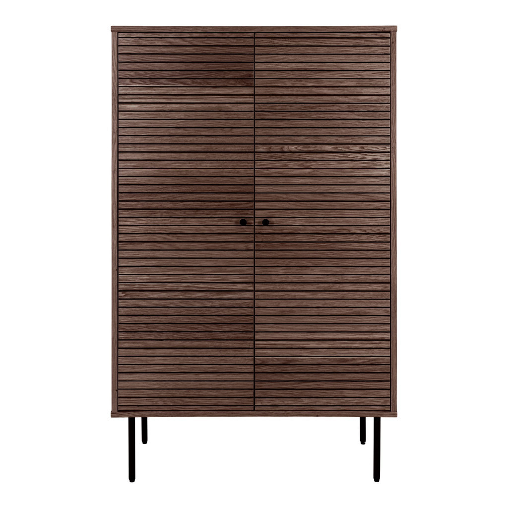 Dulap cu rafturi - House Nordic Dulap raft Kyoto, 2 uși, furnir stejar, fumuriu, picioare metalice negre 80x40x130 cm