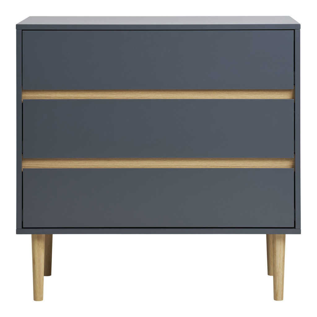 Comodă - House Nordic Sideboard Bisley cu 3 sertare, lemn vopsit, gri închis 80x40x80 cm
