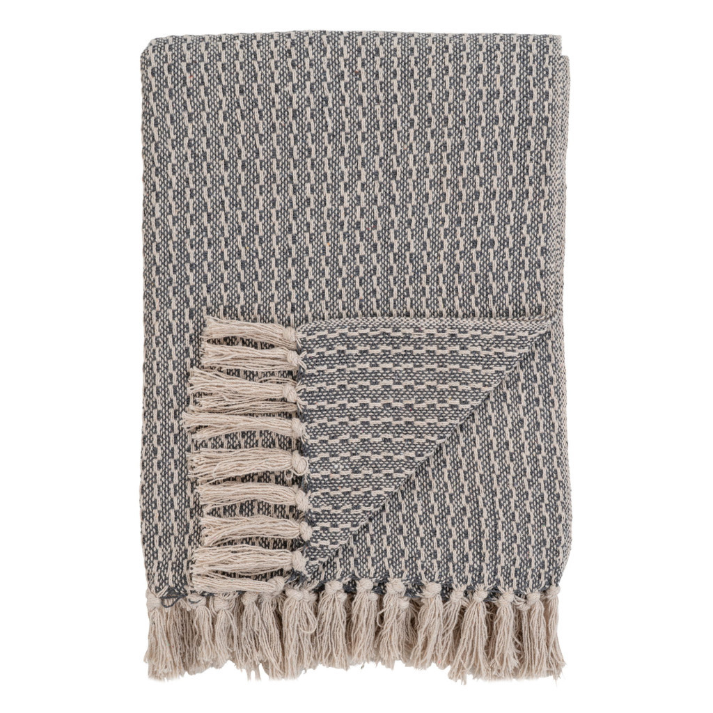 Pături, cuverturi - House Nordic Pătură Cort, bumbac, gri închis-alb, model C 130x160 cm