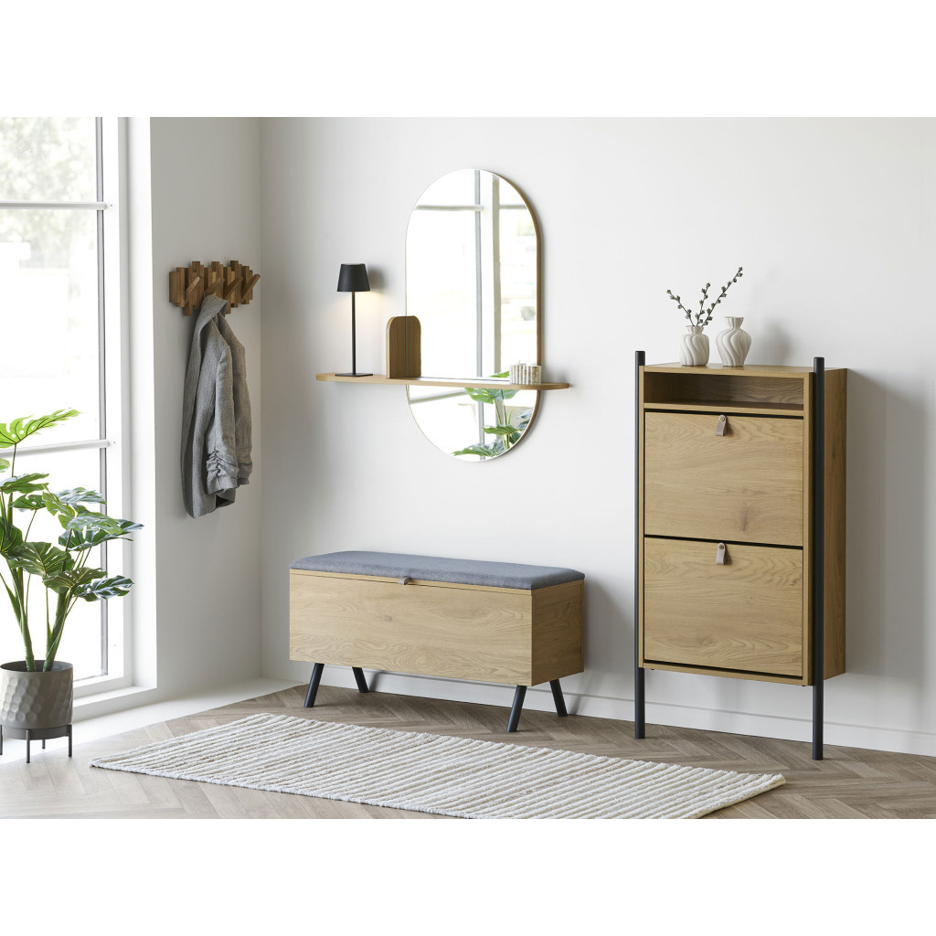 House Nordic Barco oglindă cu raft efect stejar, 92x15x94,5 cm [4]