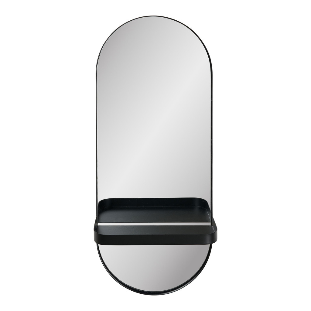 Oglindă hol - House Nordic Olbia oglindă raft metalic, oțel, negru, 25x12x60 cm