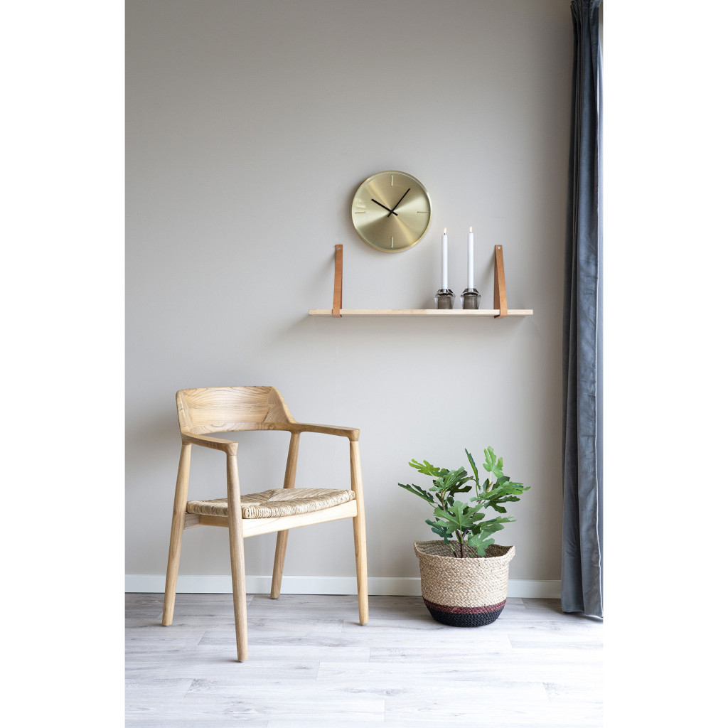 House Nordic Raft de perete Forno, raft din lemn natural, curele din piele maro 80x20 cm [2]