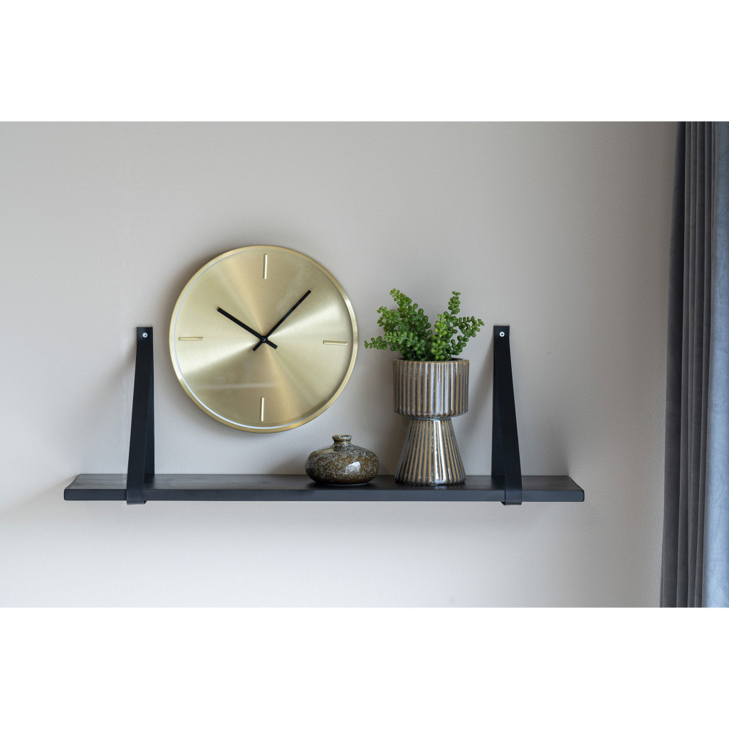 House Nordic Raft Forno negru cu curele din piele neagră, 80x20 cm [2]