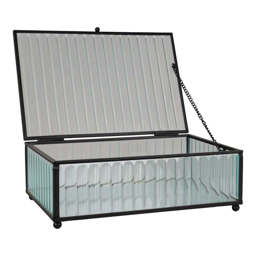 Accesorii decorative - House Nordic Cutie cadou Santorini, sticlă/metal, negru, 20x13x7 cm
