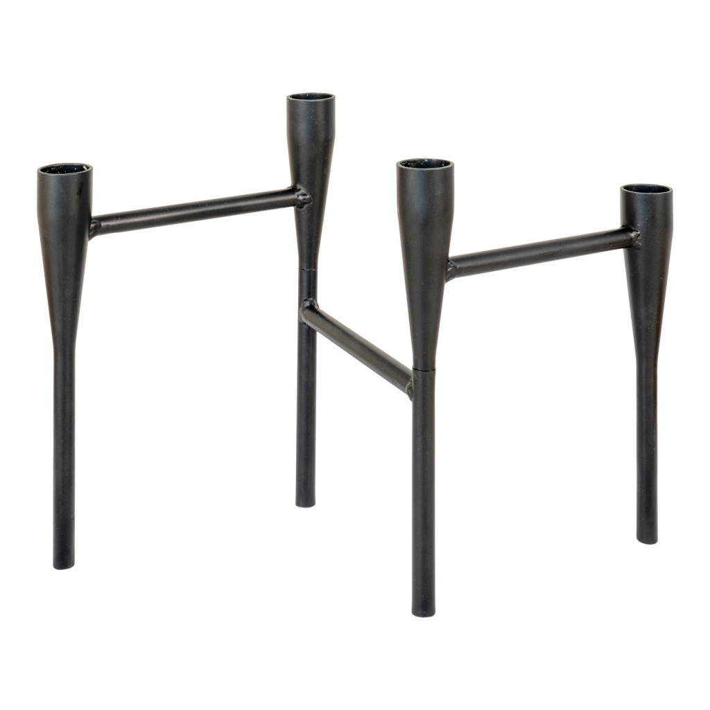 House Nordic Suport lumânare, metal, negru, 15x28x21 cm [2]
