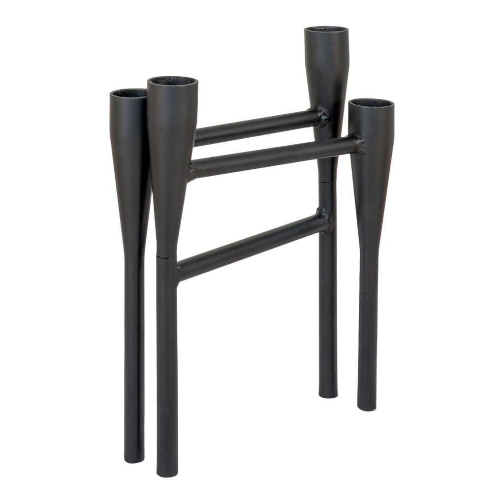 House Nordic Suport lumânare, metal, negru, 15x28x21 cm [3]