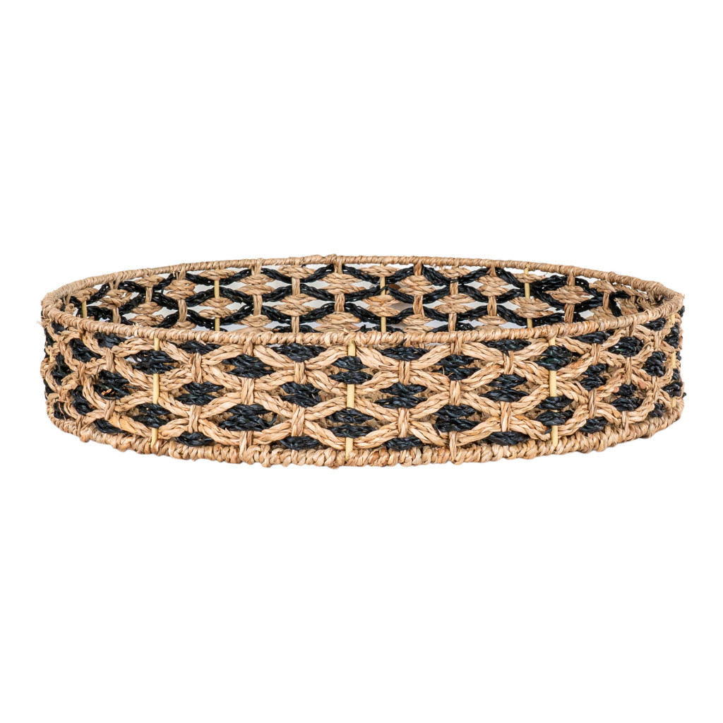 Vaze și boluri - House Nordic Tavă Nerja din răchită, seagrass, negru-natural, 38 cm